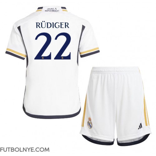 Camiseta Real Madrid Antonio Rudiger #22 Primera Equipación para niños 2023-24 manga corta (+ pantalones cortos)
